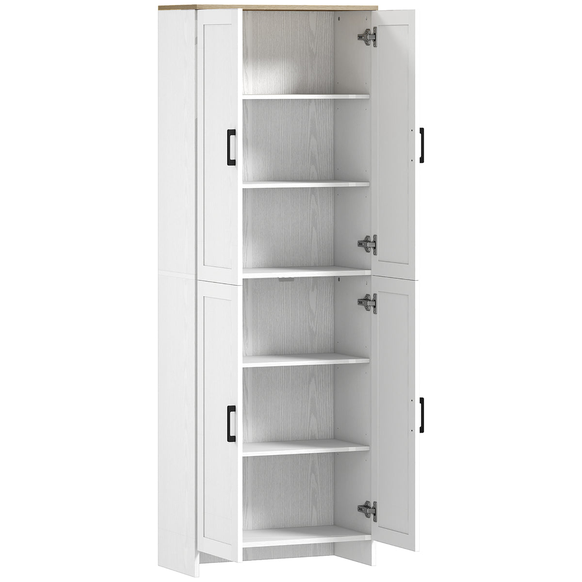 4-Door Kitchen Pantry Cabinet with Adjustable Shelves – 24"W x 67"H