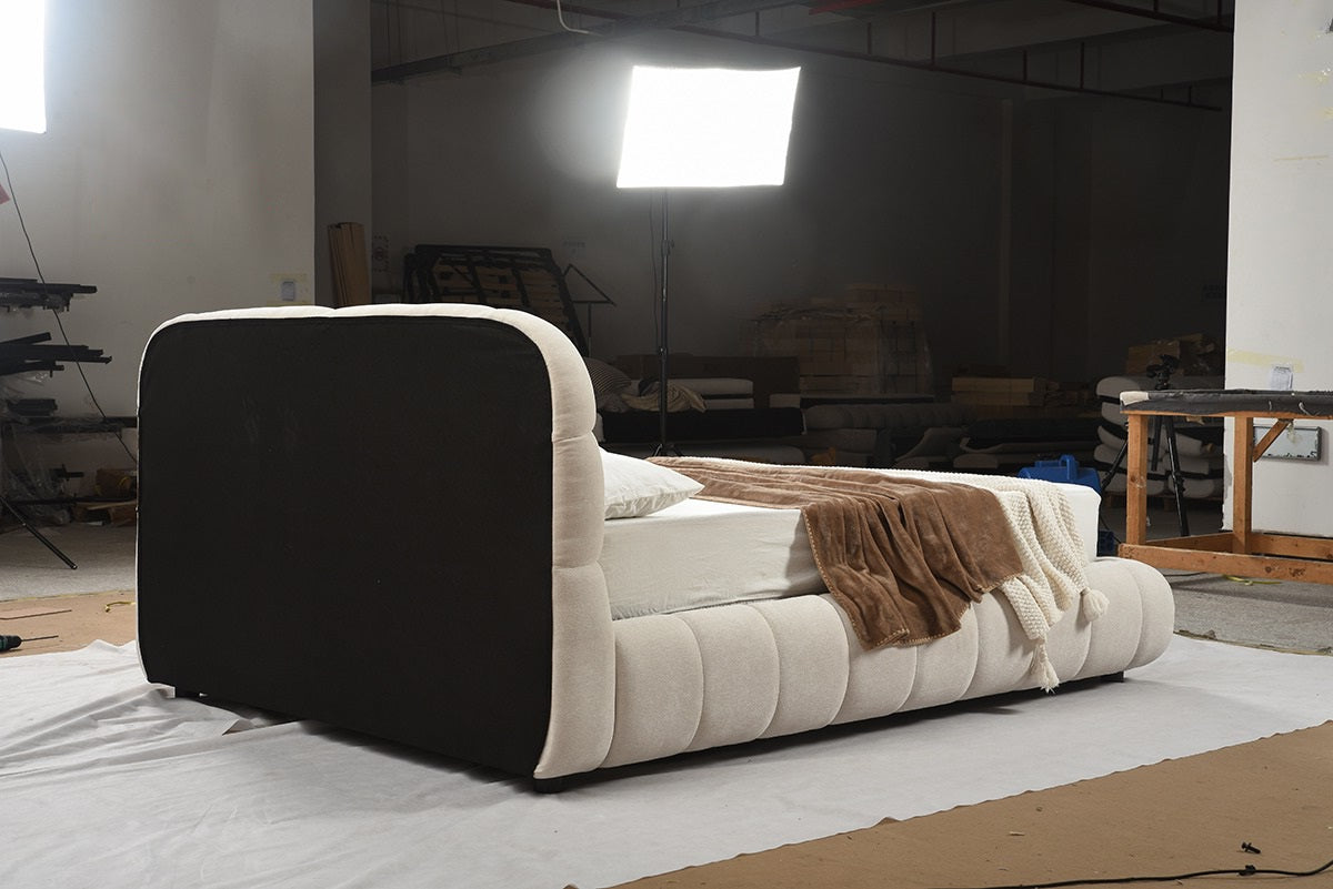 KING LIFT BED FRAME - BEIGE