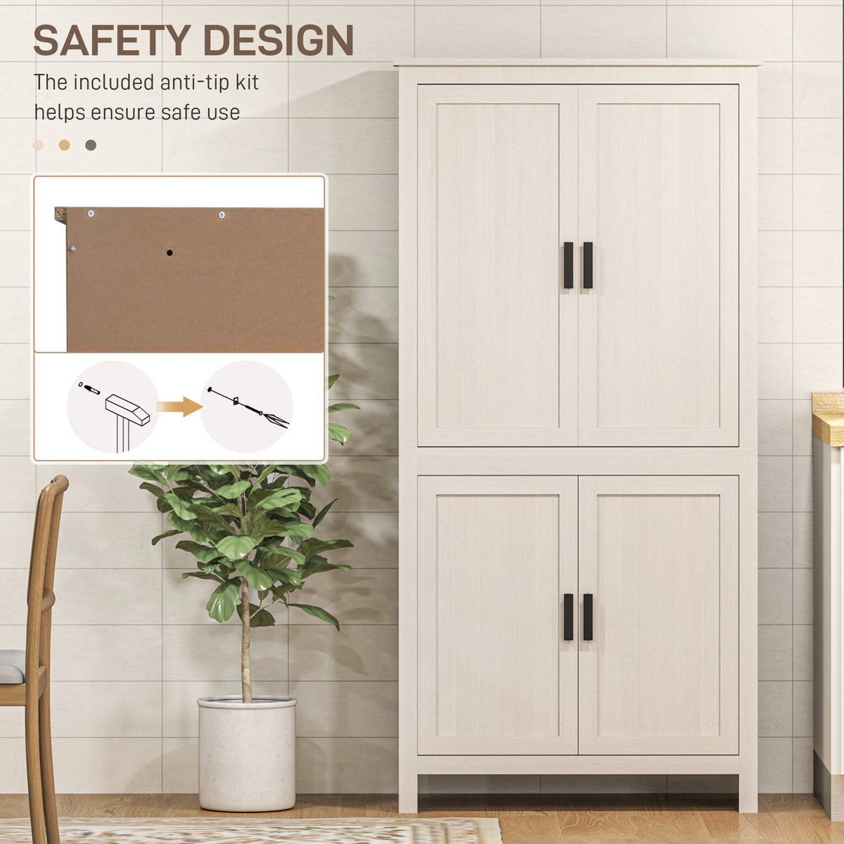 Kitchen Pantry Cabinet with 4 Doors – 31"W x 64"H