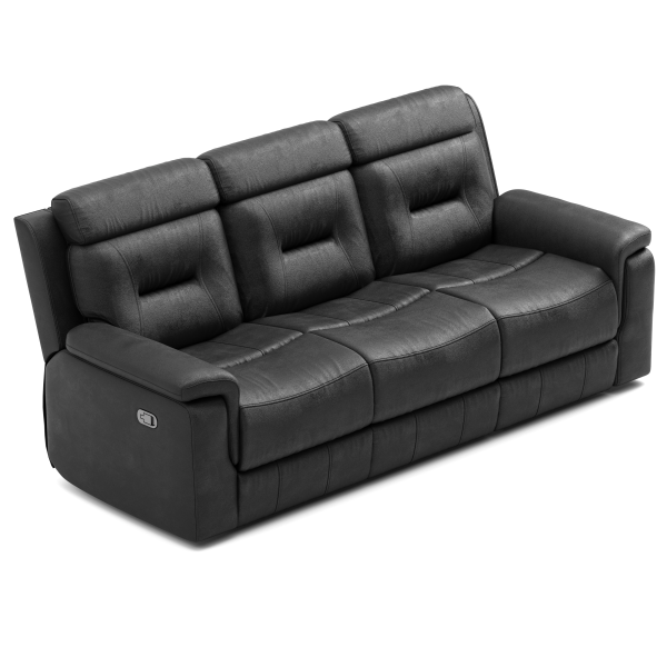 Nelson Luxurious Black Leather Recliner Sofa with Cupholders and Ergonomic Design