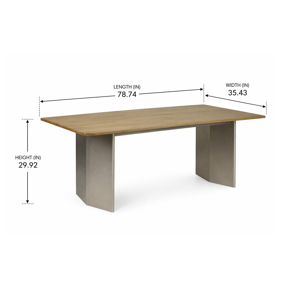 Industrial Mango Wood Dining Table – Oak/Matte Chrome