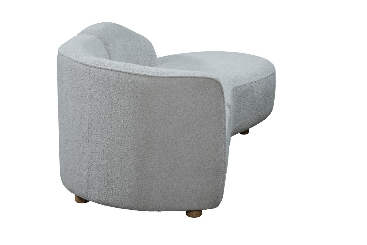 Sofia Beige Contemporary Curved Frame Sofa Chaise, Plush Polyester Fabric, Metal Legs