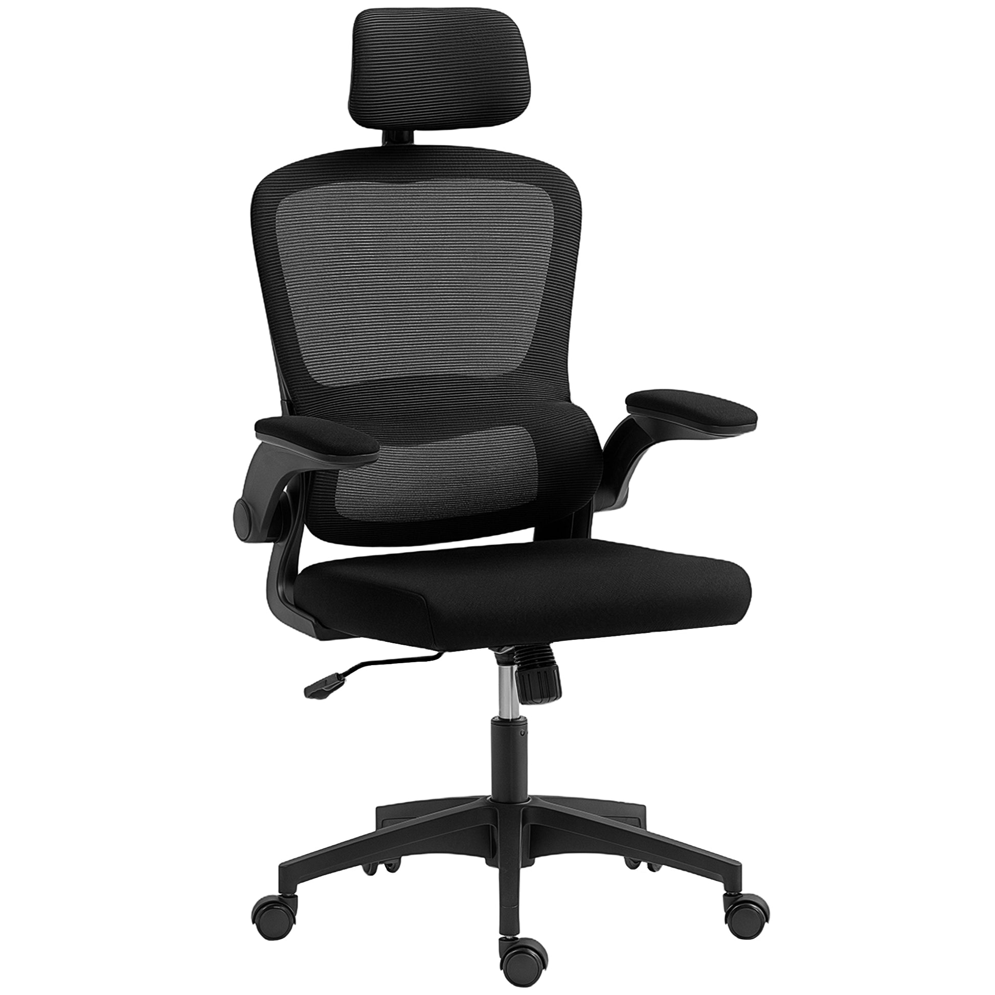 Ergonomic Mesh High-Back Office Chair with Rotatable Headrest, Flip-Up Armrests