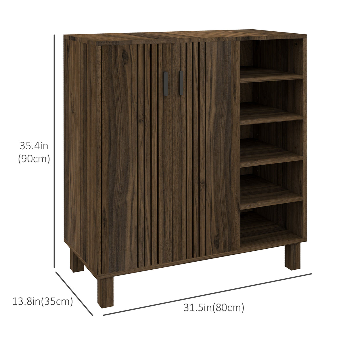 Shoe Cabinet with Double Doors and Open Shelves – 32"W x 35"H