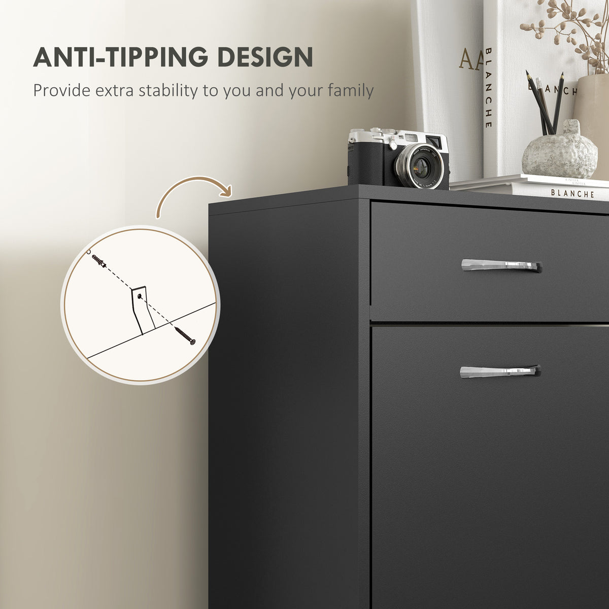 Narrow Shoe Storage with 2 Flip Drawers and Adjustable Shelves – 32"W x 36"H