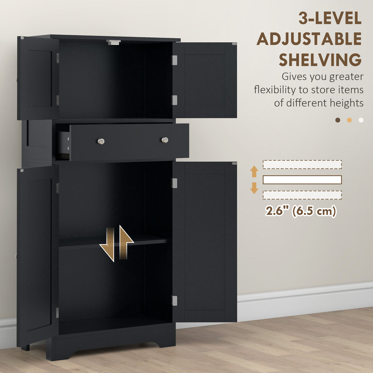 Modern Kitchen Pantry Cabinet with 4 Doors – 24"W x 50"H