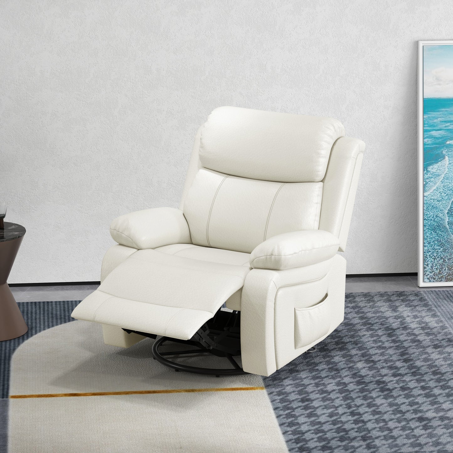 HOMCOM Luxurious PU Leather Swivel Rocker Recliner with Vibration Massage & Remote