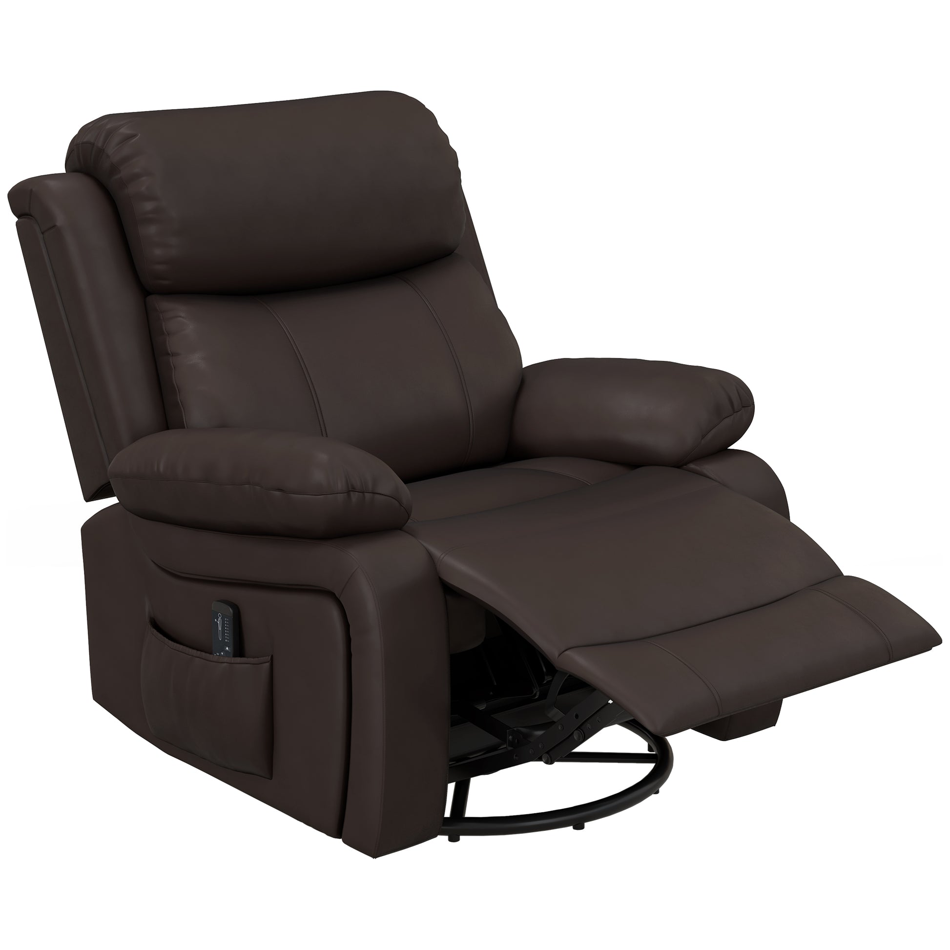 HOMCOM Brown PU Leather Massage Recliner Swivel Rocking Chair