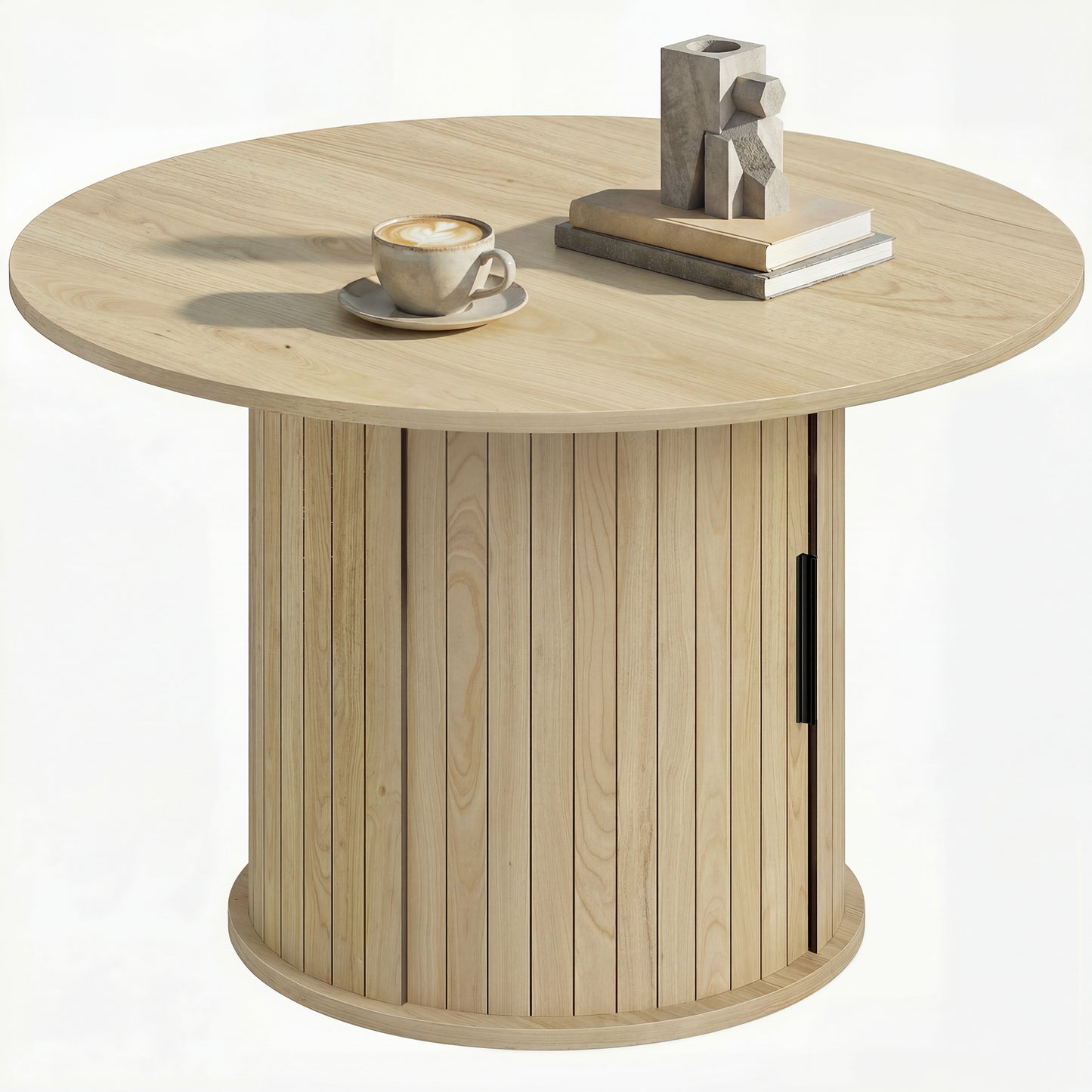 HOMCOM Round Coffee Table 31.5" Natural Wood