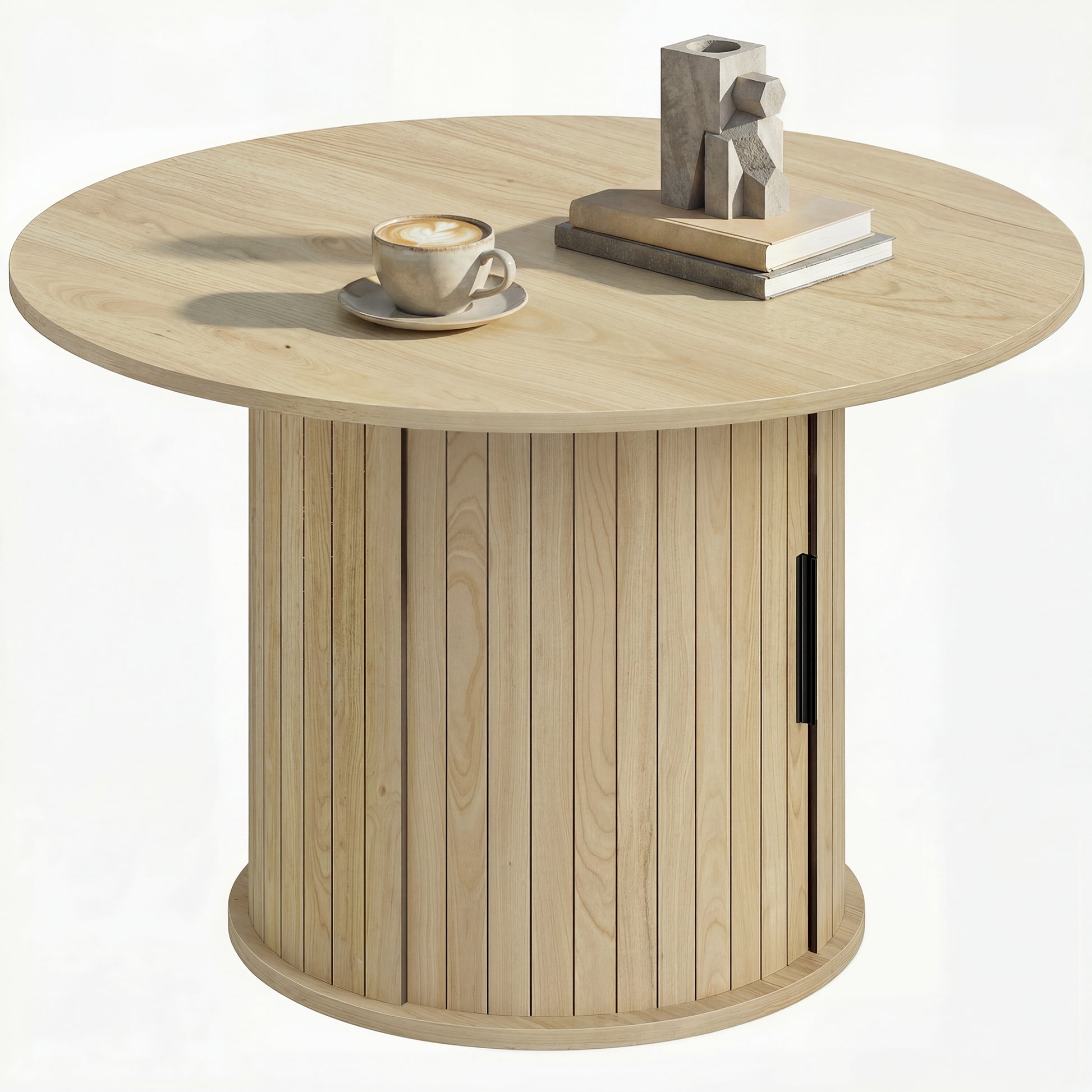 HOMCOM Round Coffee Table 31.5" Natural Wood