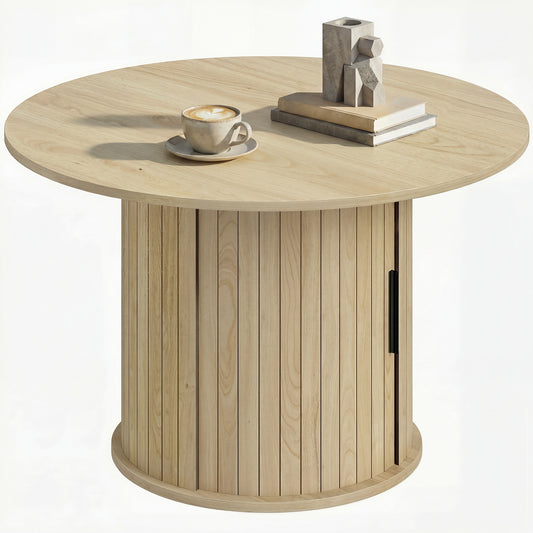 HOMCOM Round Coffee Table 31.5" Natural Wood