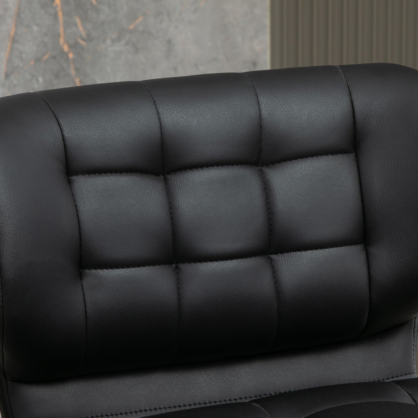 Set of 2 HOMCOM Adjustable Swivel Tufted Black PU Leather Bar Stools