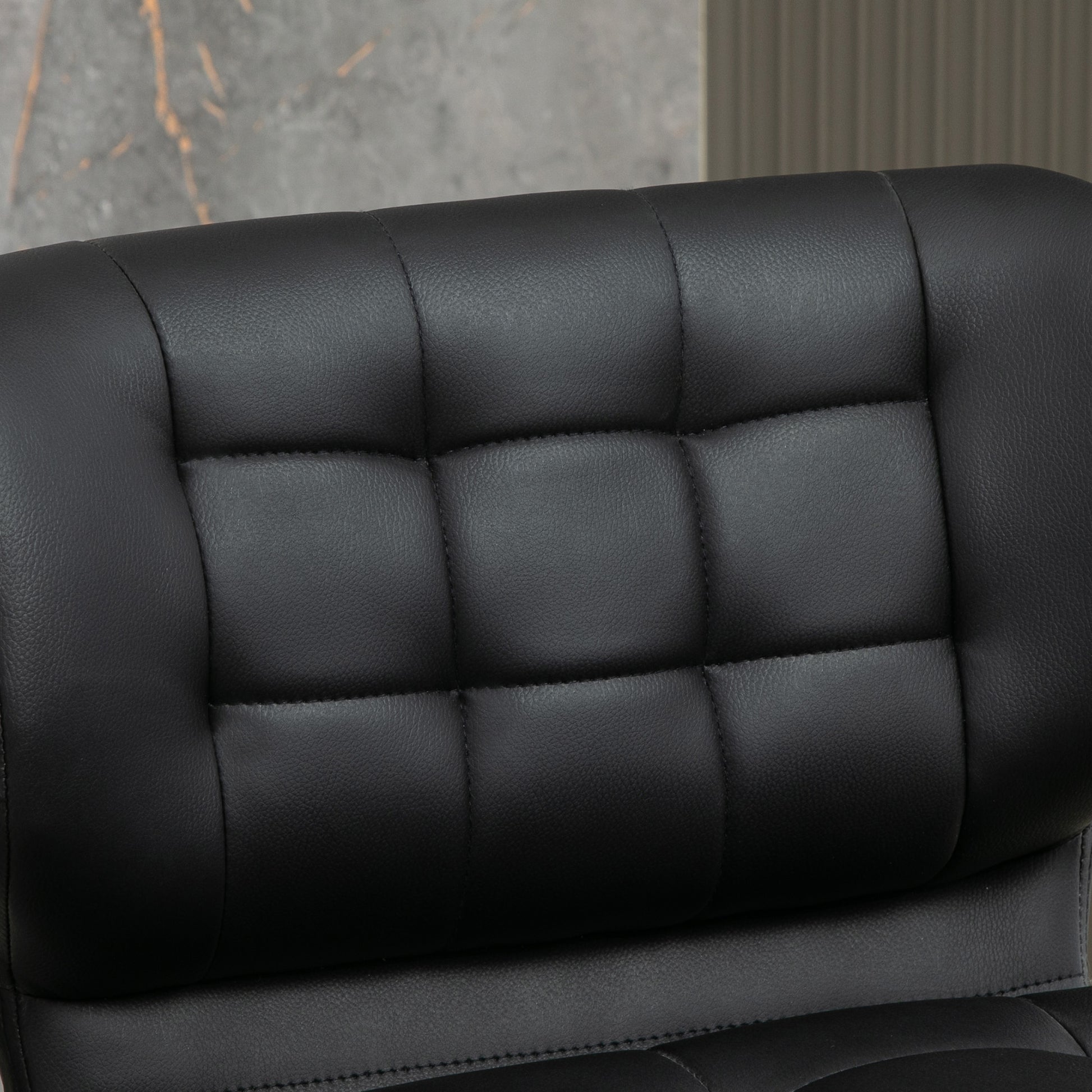 Set of 2 HOMCOM Adjustable Swivel Tufted Black PU Leather Bar Stools