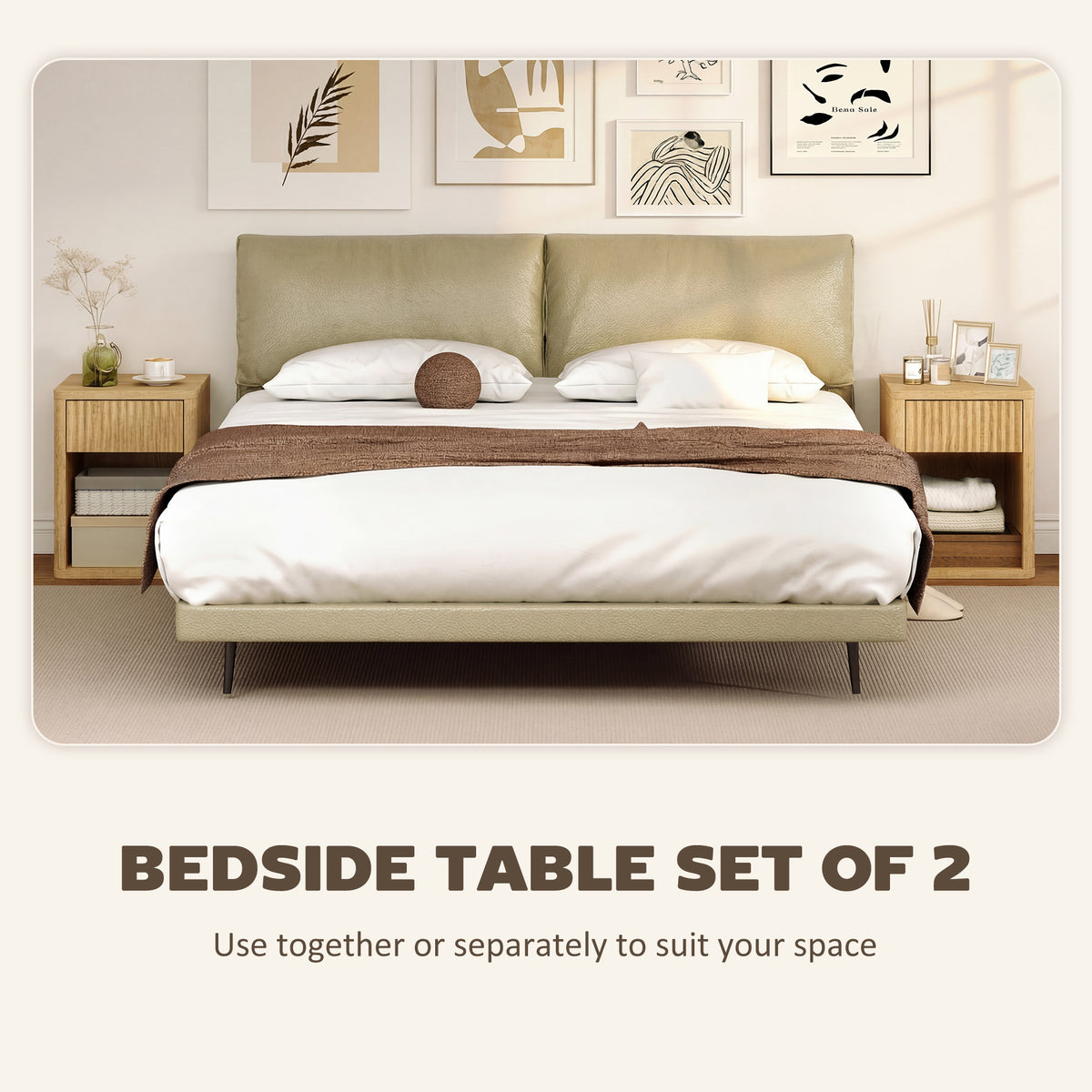 Nightstands with Drawer and Open Shelf, Set of 2 – 16"W x 20"H