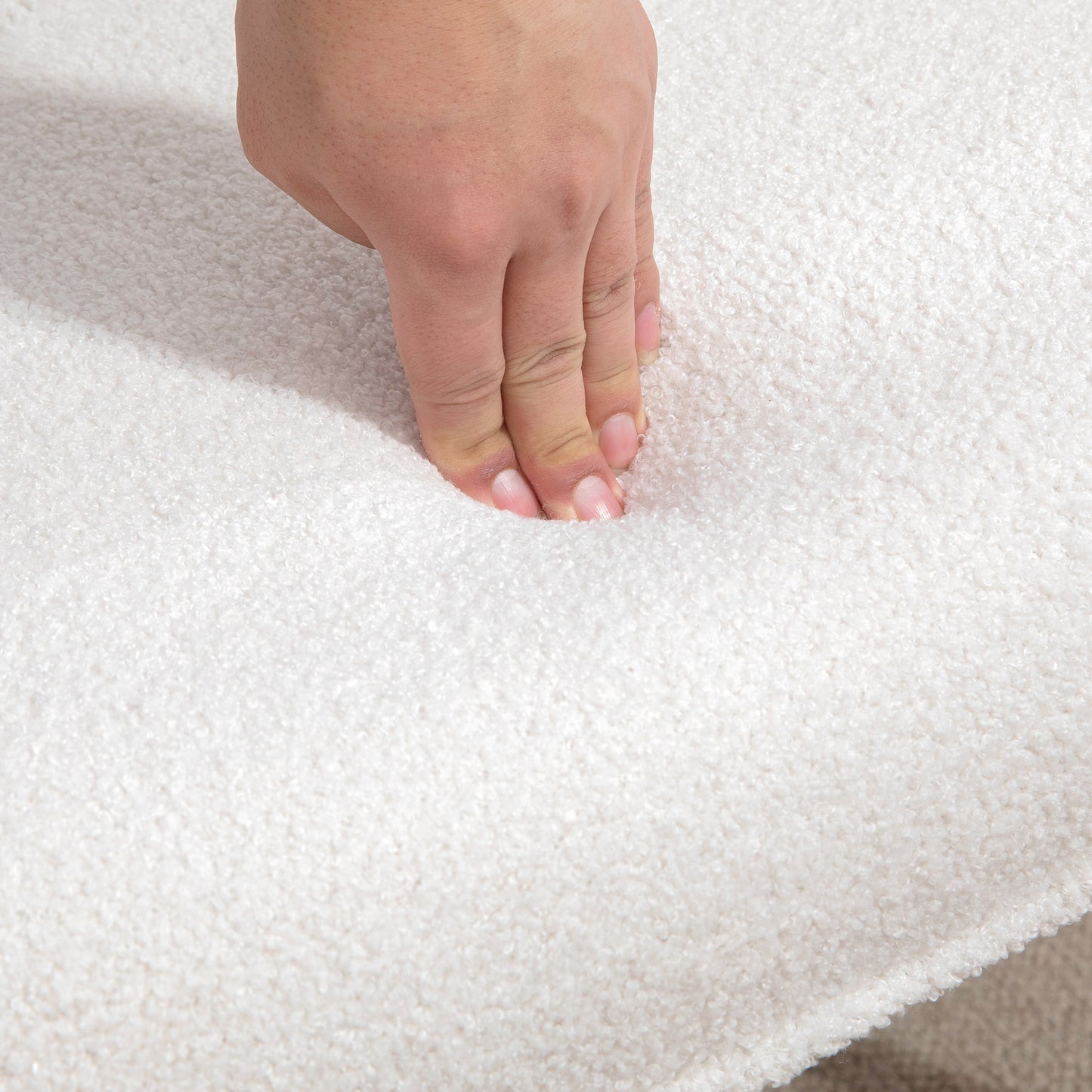 HOMCOM Accent Sherpa Upholstered Fluffy Wingback Chair for Living Room Reading Nook Cream