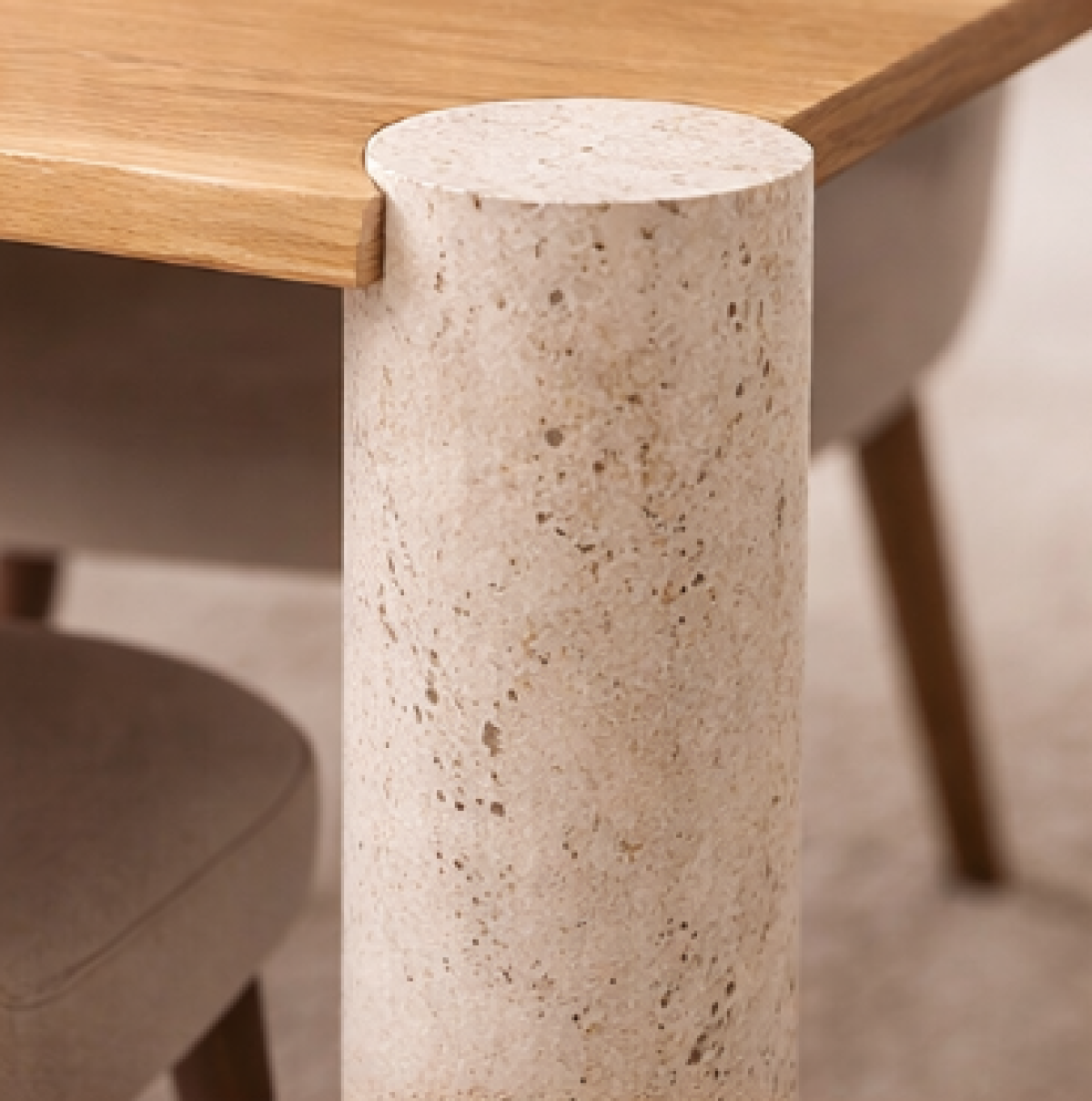 Travertine Dining Table – Oak