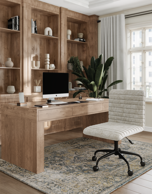 Otto Ergonomic Beige Fabric Office Chair with Adjustable Height and Smooth Swivel