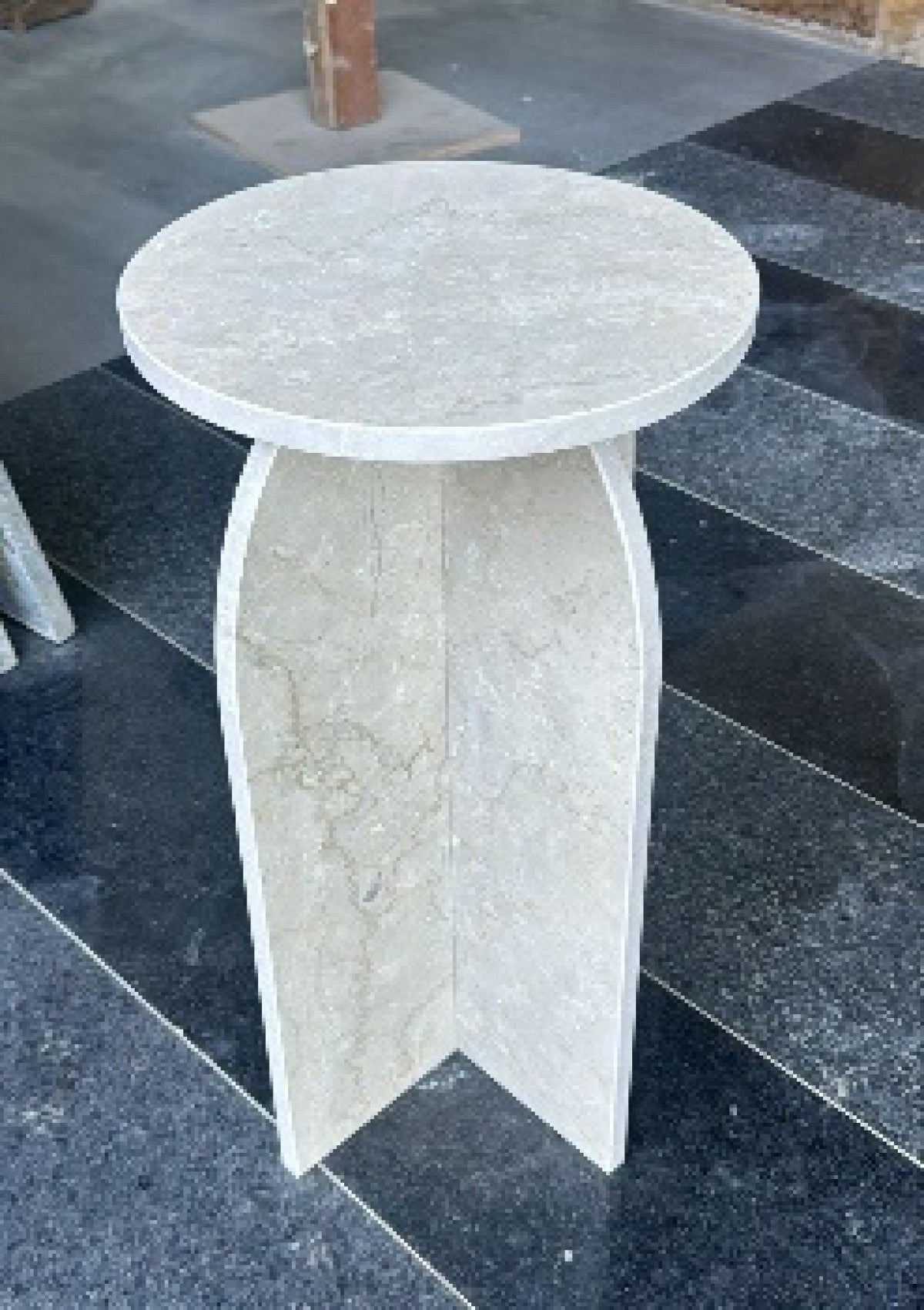 Curved Marble Side Table – White