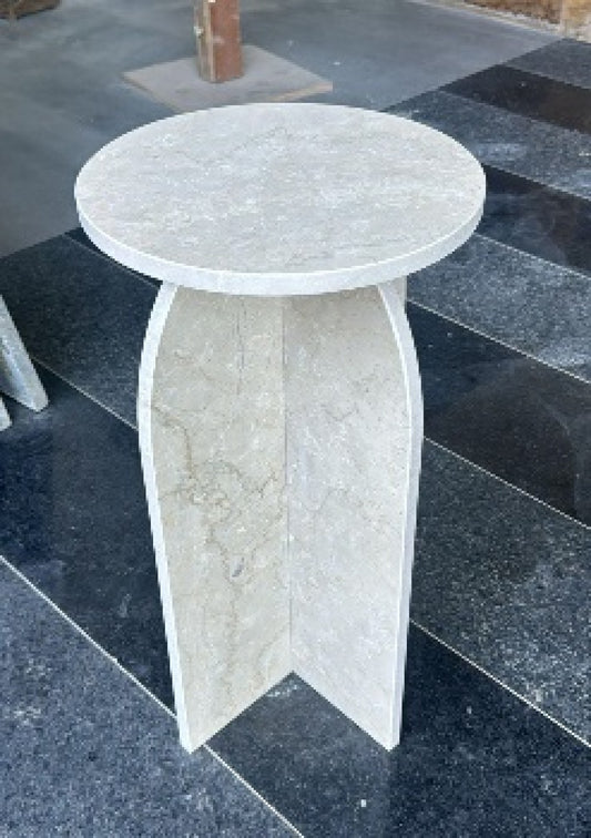 Curved Marble Side Table – White