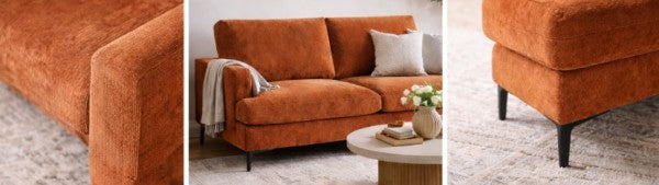 Brassex Terracotta Three-Seater Sofa