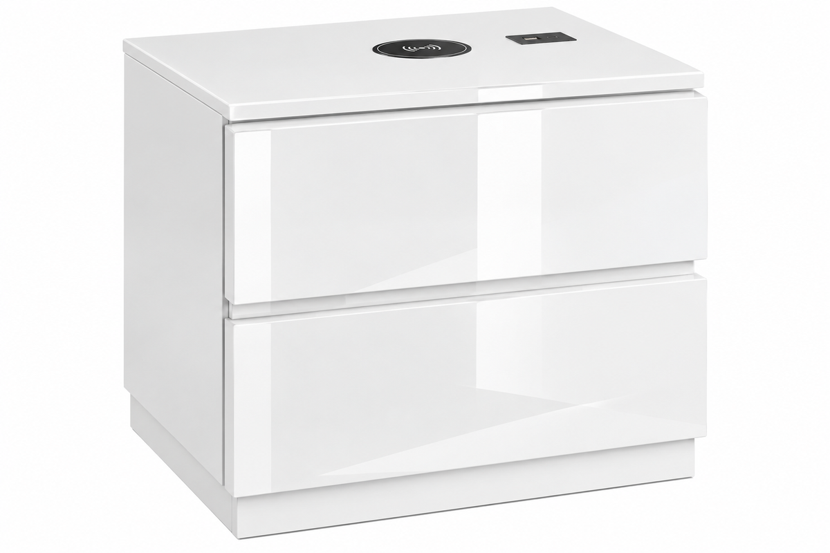 Amsterdam White High-Gloss Lacquer Bedroom Set – Modern Queen & King Collection