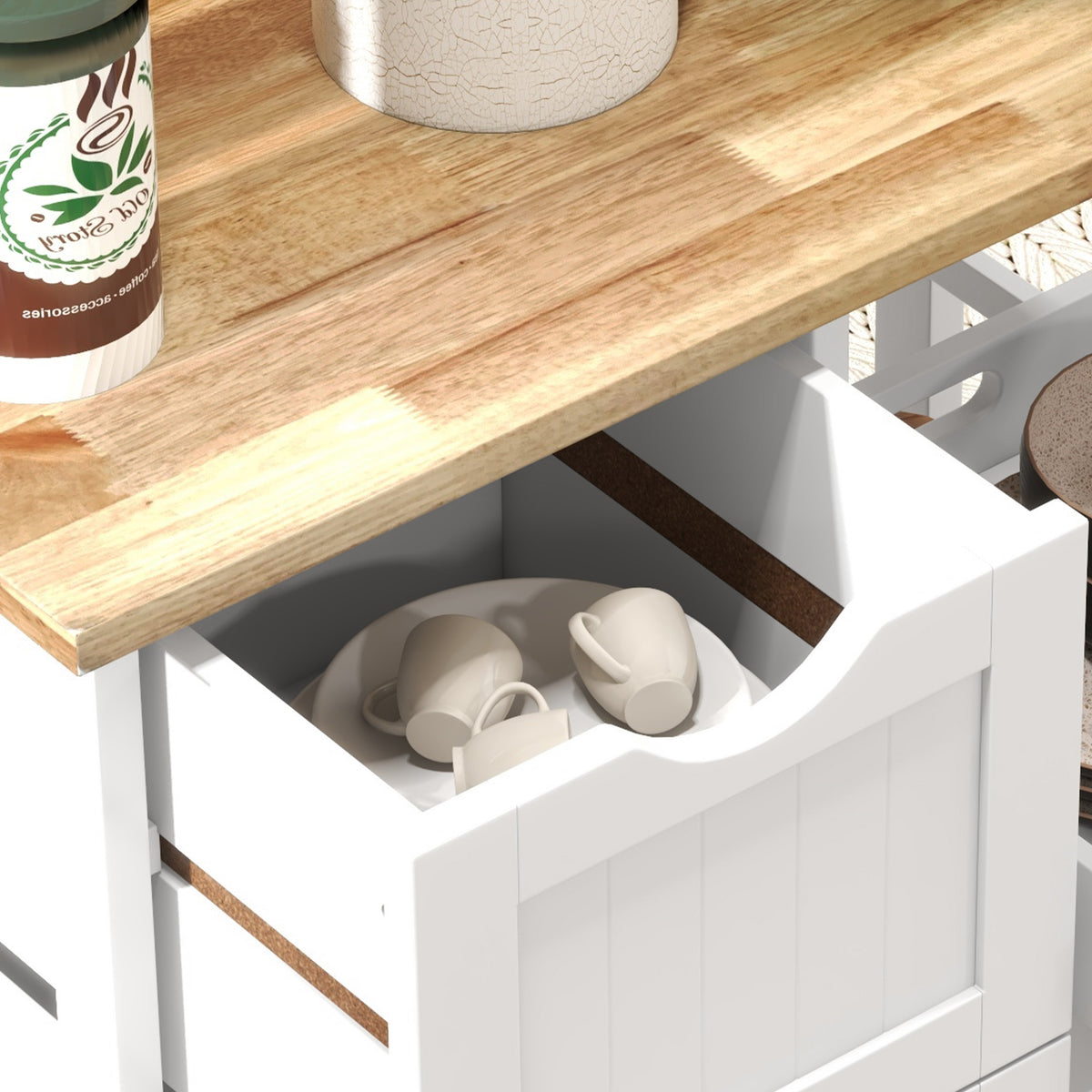 Rolling Kitchen Island Cart with Wood Top – 26"W x 34"H