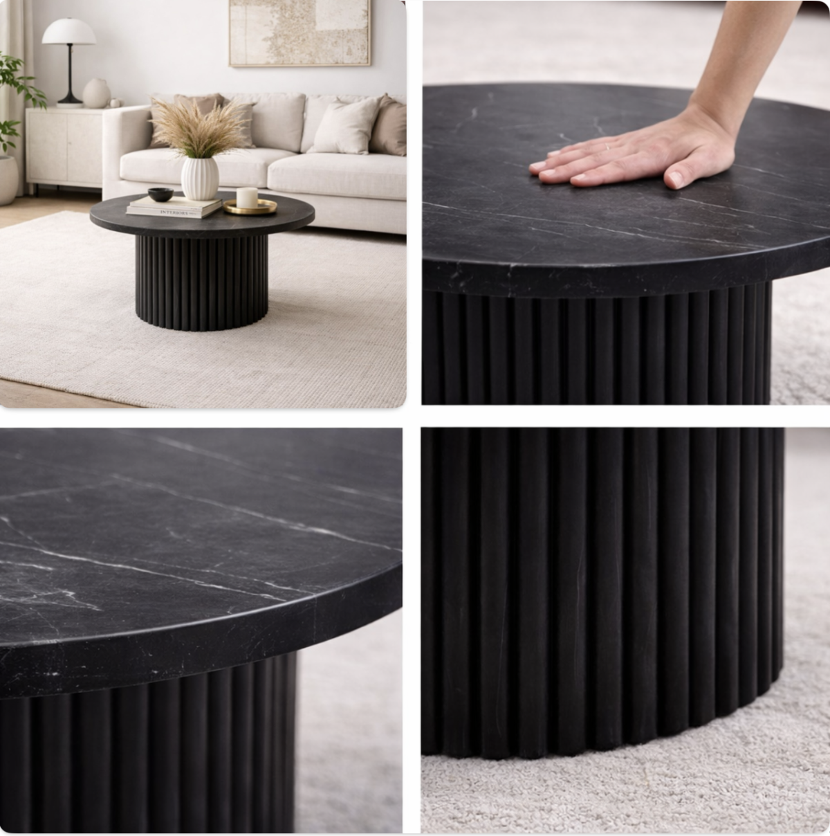 Marble Coffee Table – Black (Style 2)