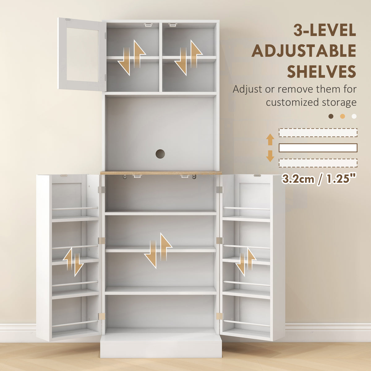 Tall Kitchen Pantry Cabinet with Adjustable Shelves – 24"W x 67"H