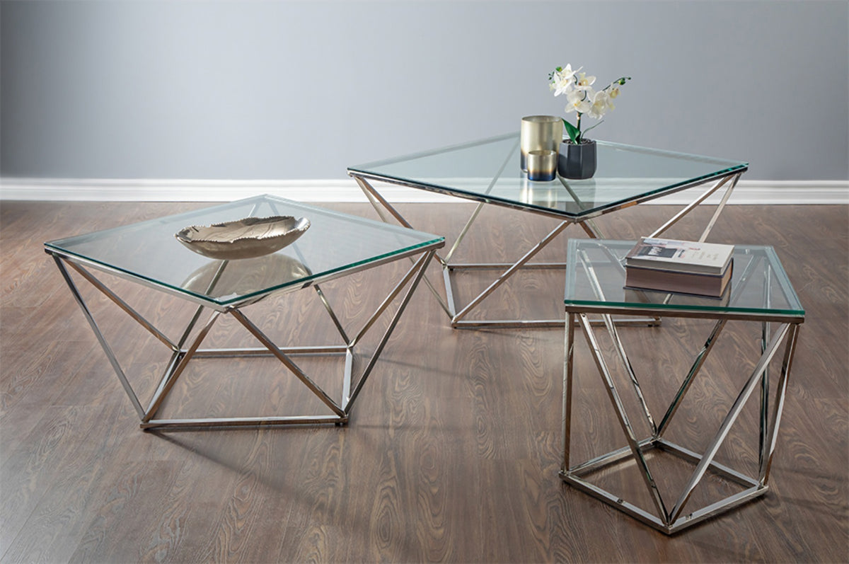Diamond Glass Coffee Table Set