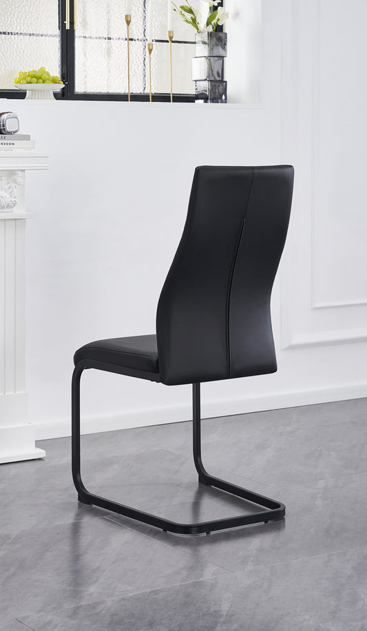 Diamond-Stitch Dining Chair with Black C-Base – Set of 6