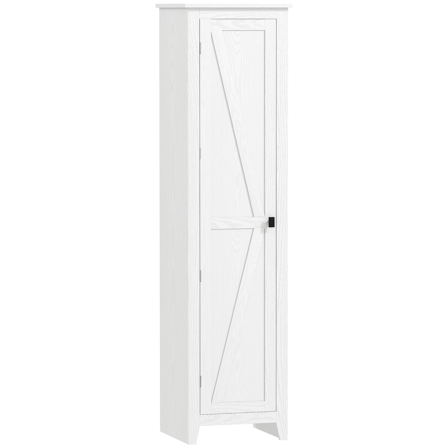 HOMCOM 67" Farmhouse Pantry Cabinet with Barn Door – White, 5‑Shelf Storage