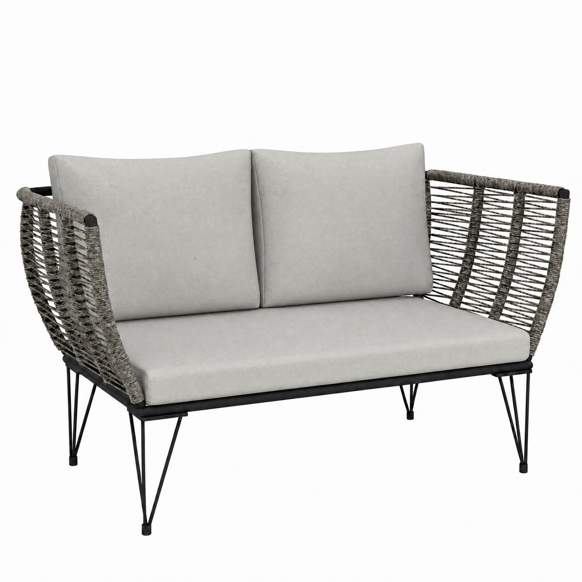 Outdoor Couch Patio Sofa with Cushions, 2 Seater Patio Furniture Loveseat with Galvanized Steel Frame
