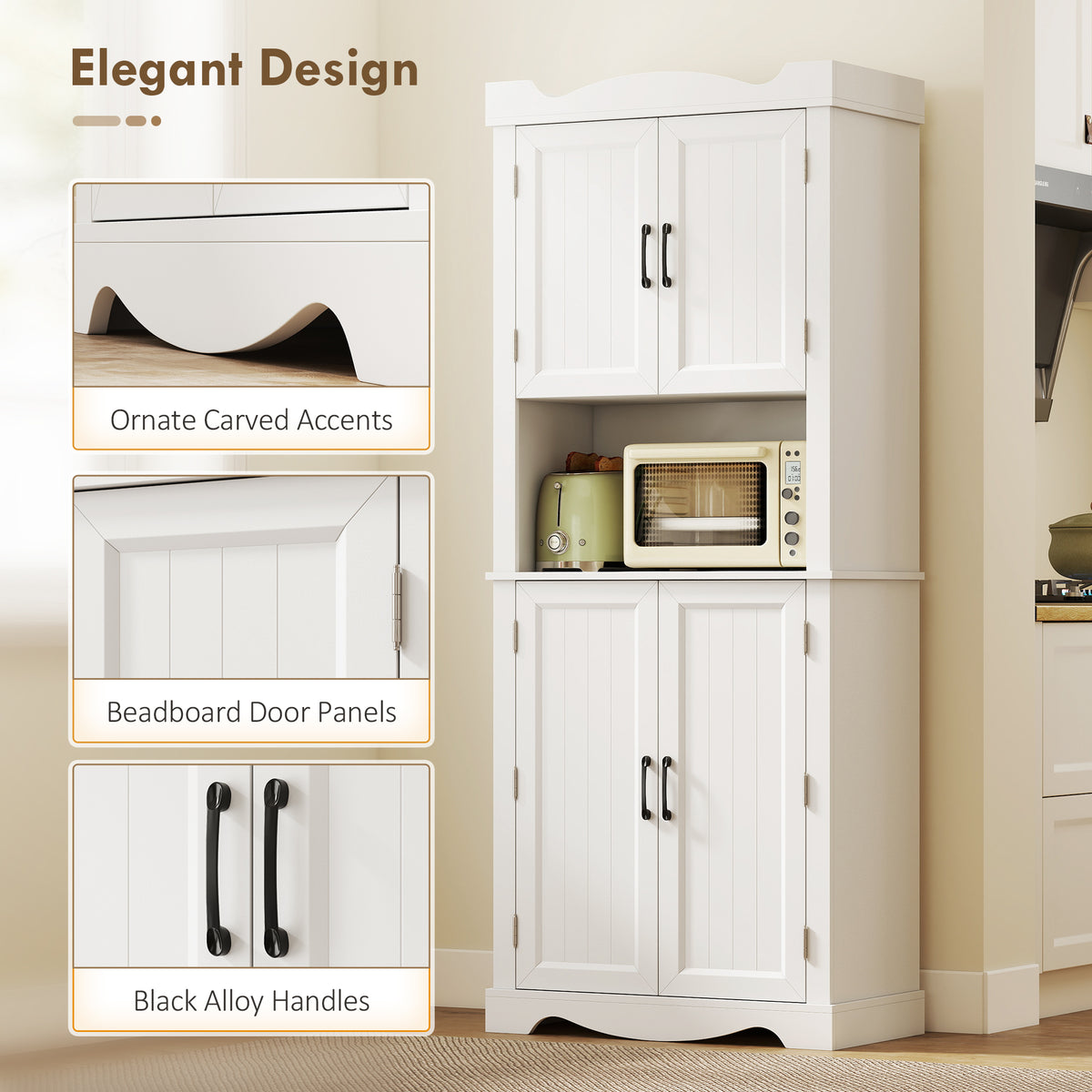 Kitchen Pantry Cabinet with 12 Door Shelves – 30"W x 73"H