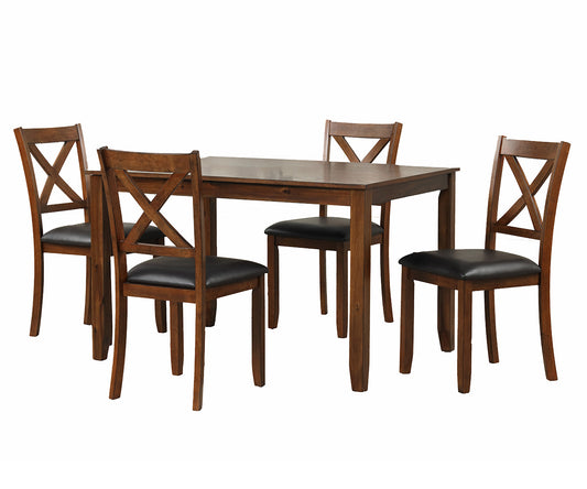 Ivy 5-Piece Dining Set – Cherry Solid Wood, X-Back Chairs