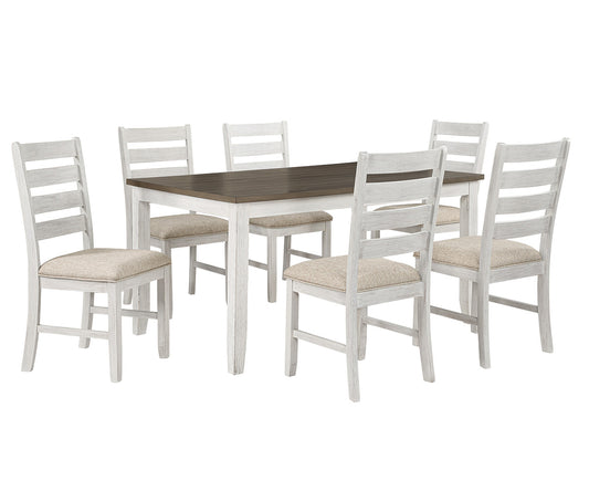 Melbourne 7-Piece Dining Set – Brown & White Solid Wood