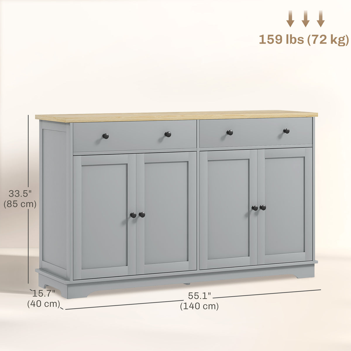 Buffet Cabinet with Storage Drawers – 55"W x 34"H