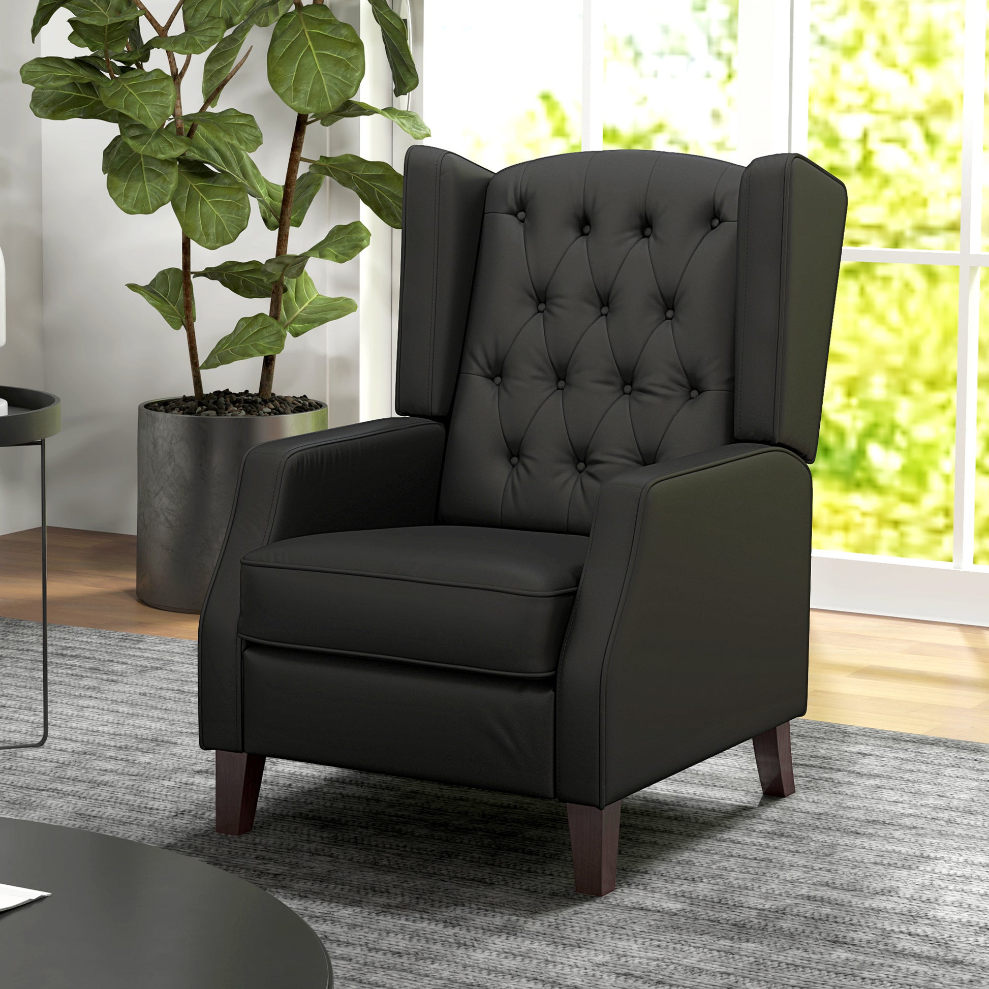 HOMCOM Faux Leather Accent Armchair - Modern Comfort, Thick Padding