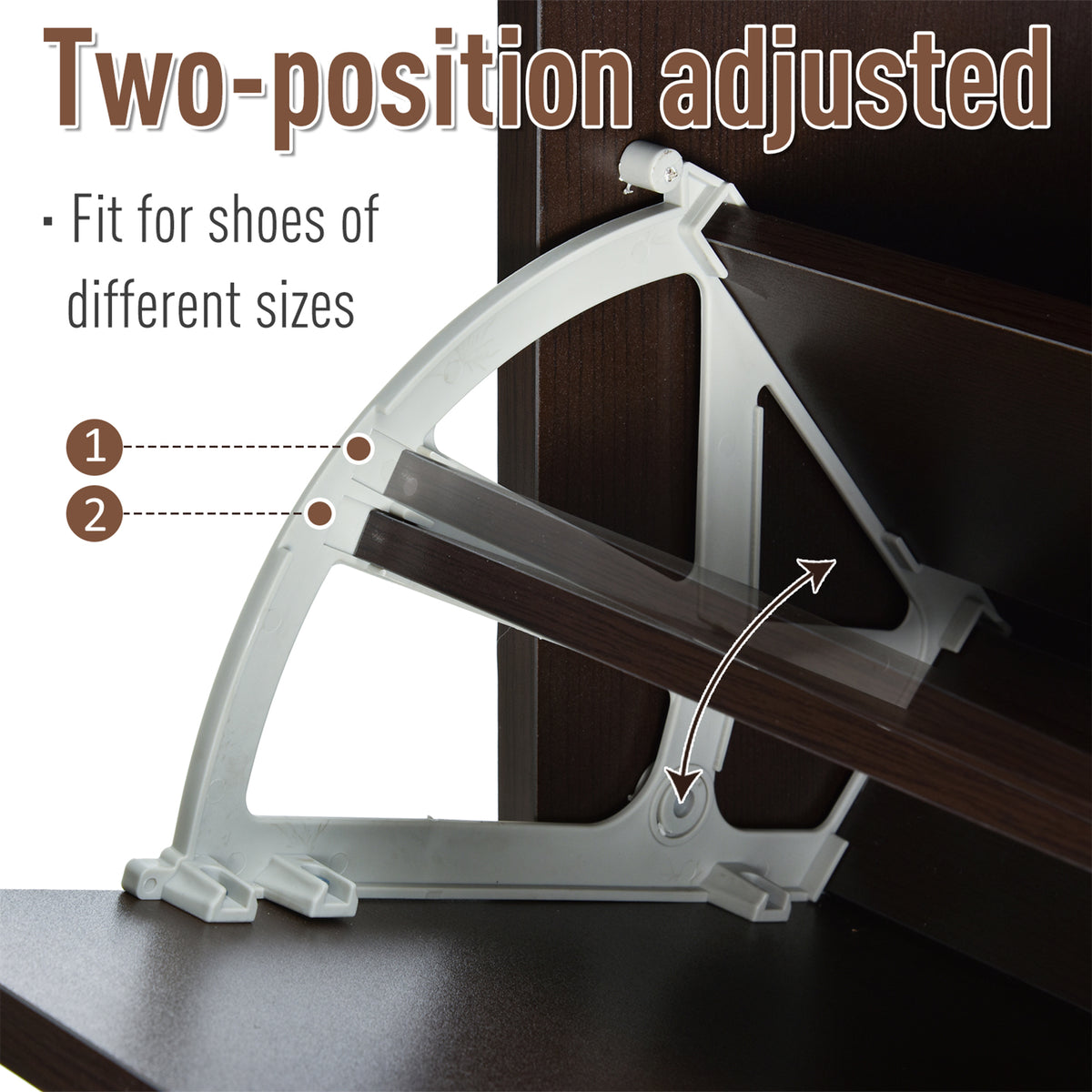 Slim Shoe Storage with 3 Flip Drawers and Adjustable Shelves – 24"W x 52"H
