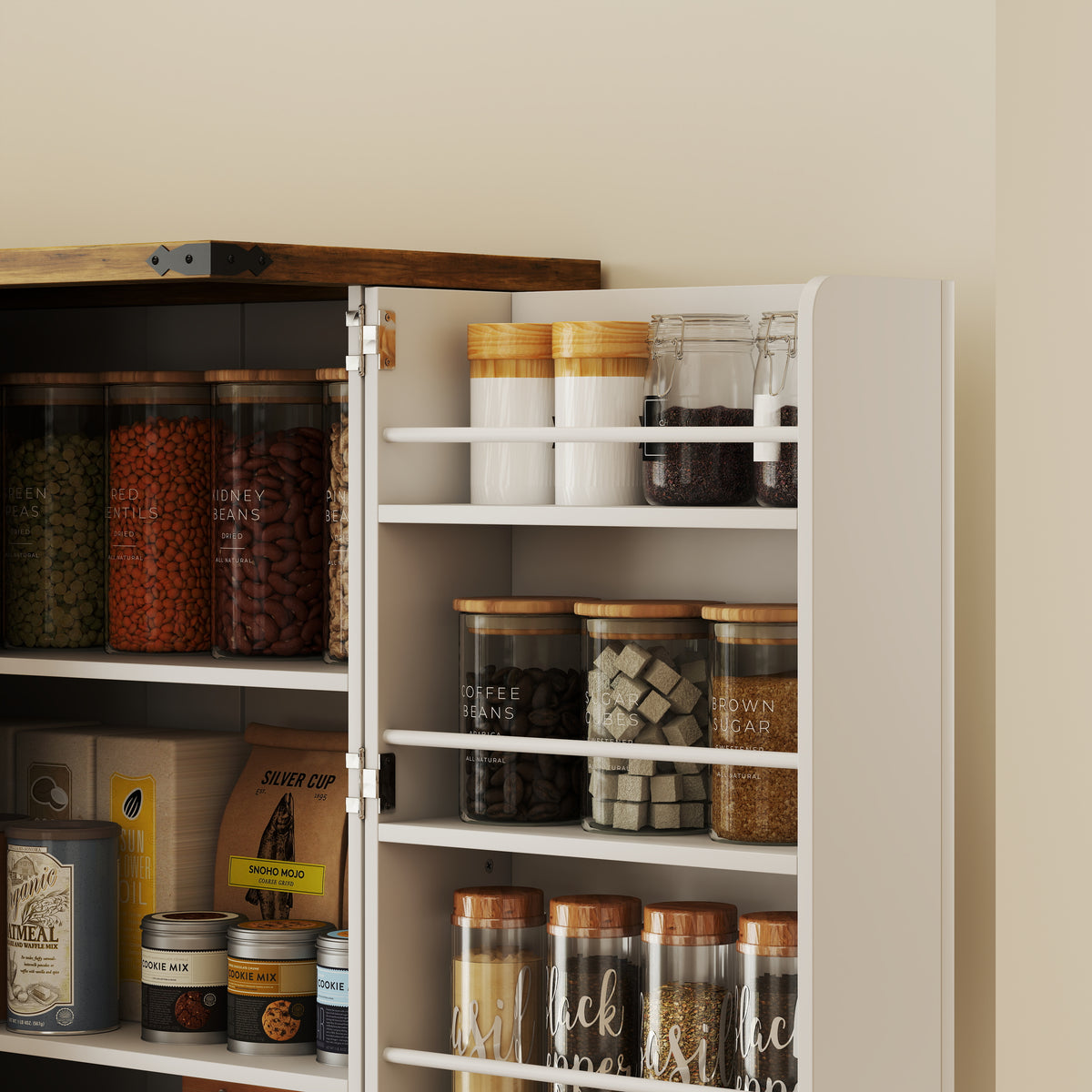 Farmhouse Storage Cabinet with 4 Doors – 30"W x 72"H
