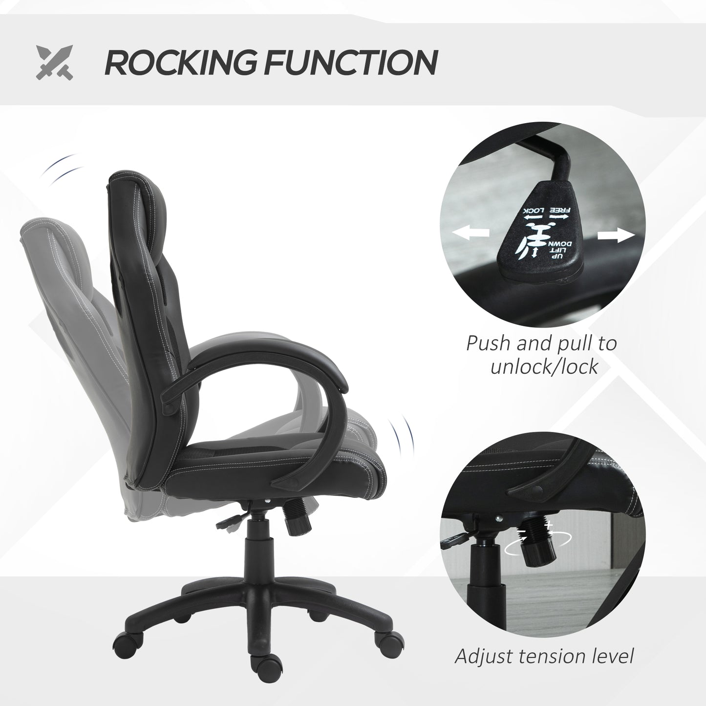 HOMCOM Ergonomic Racing Style High-Back Executive Swivel Office Gaming Chair Black