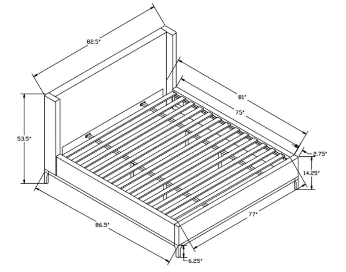 Wingback Solid Wood Bed Frame – Beige
