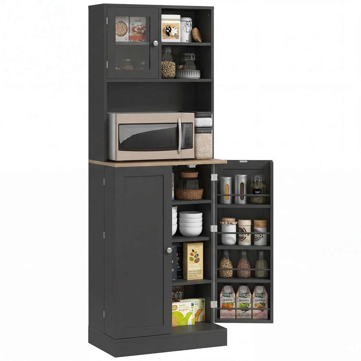 Tall Kitchen Pantry Cabinet with Adjustable Shelves – 24"W x 67"H