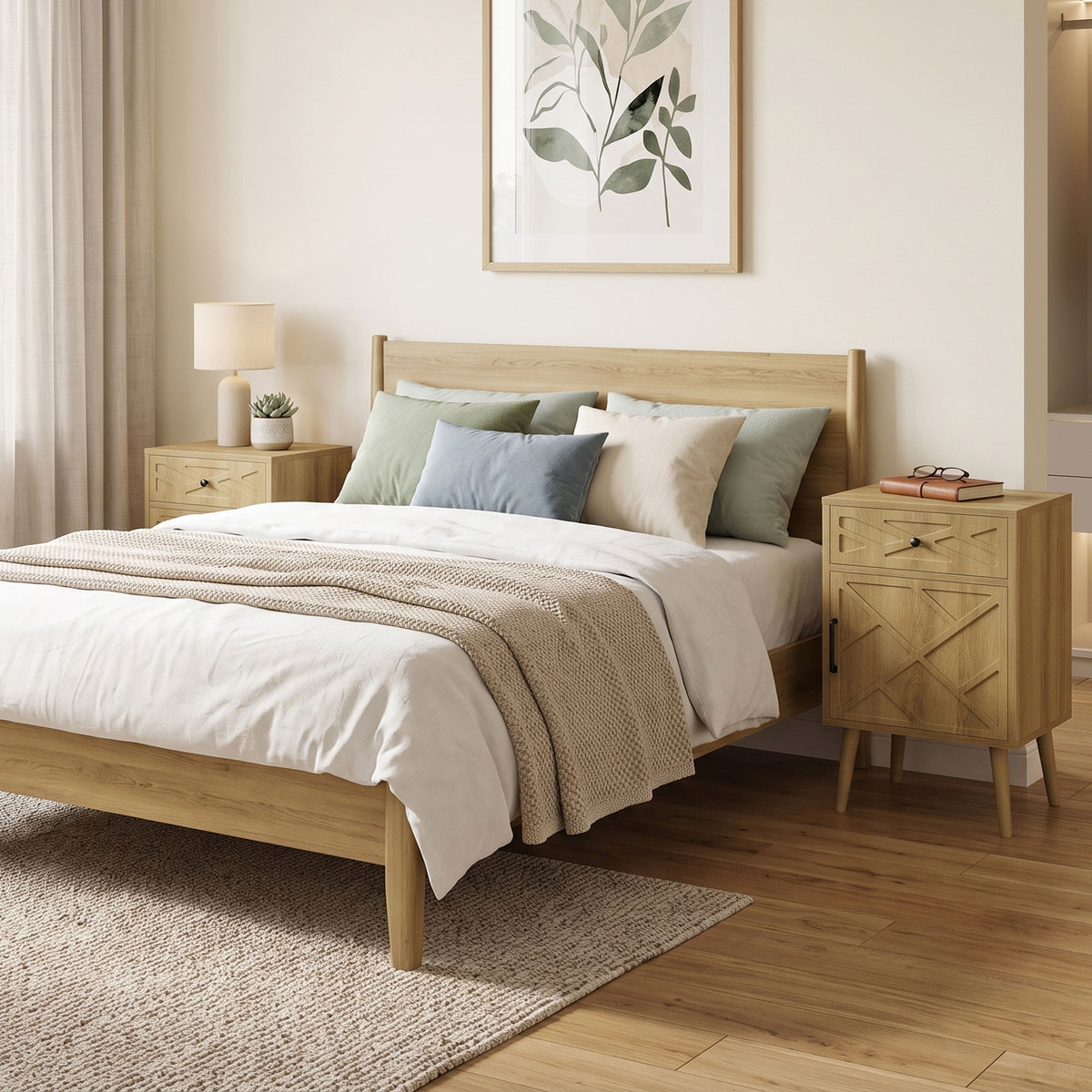 Nightstands with Drawer and Cabinet, Set of 2 – 16"W x 26"H