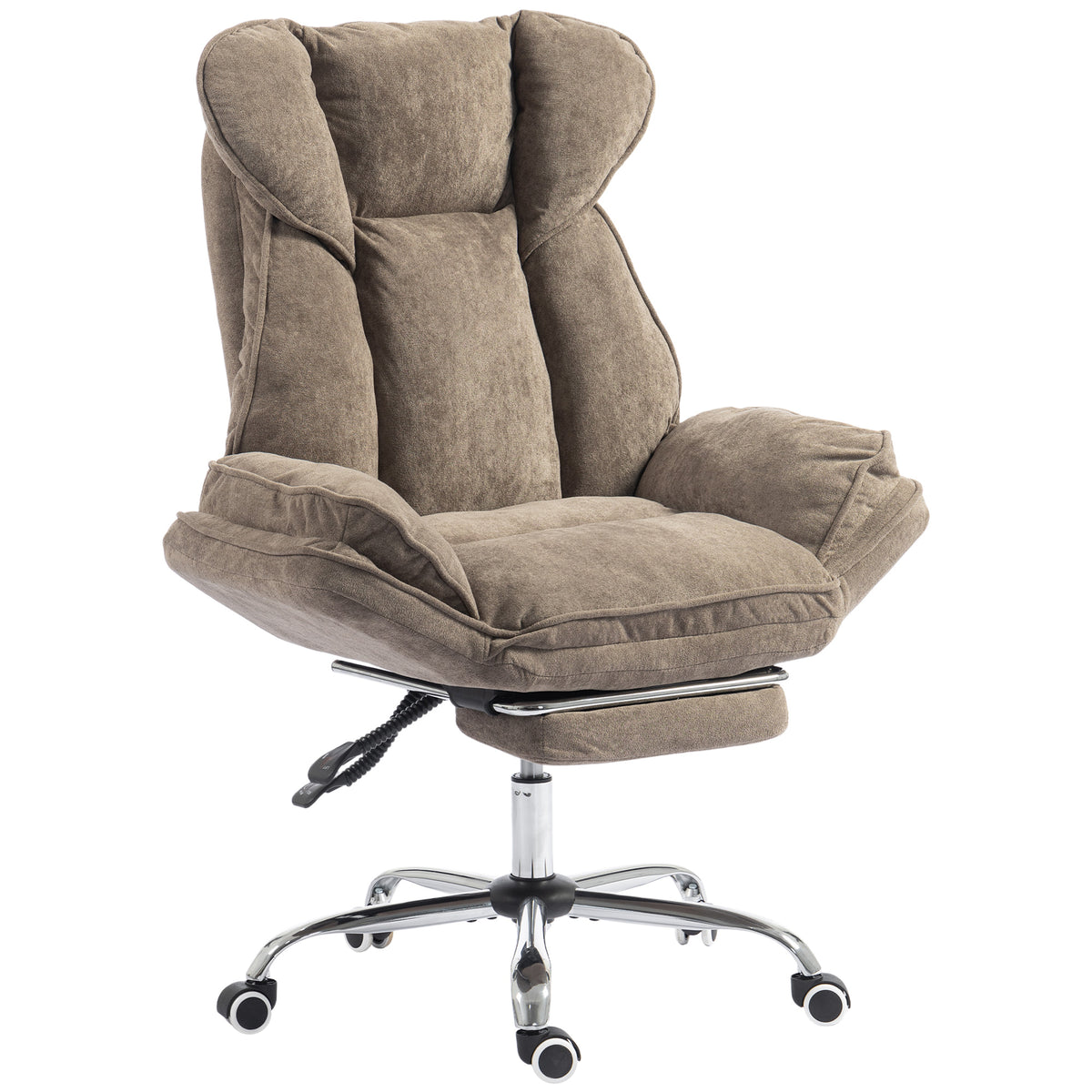 Big and Tall Office Chair with Footrest, High Back Snowflake Velvet Reclining Executive Desk Chair, Brown