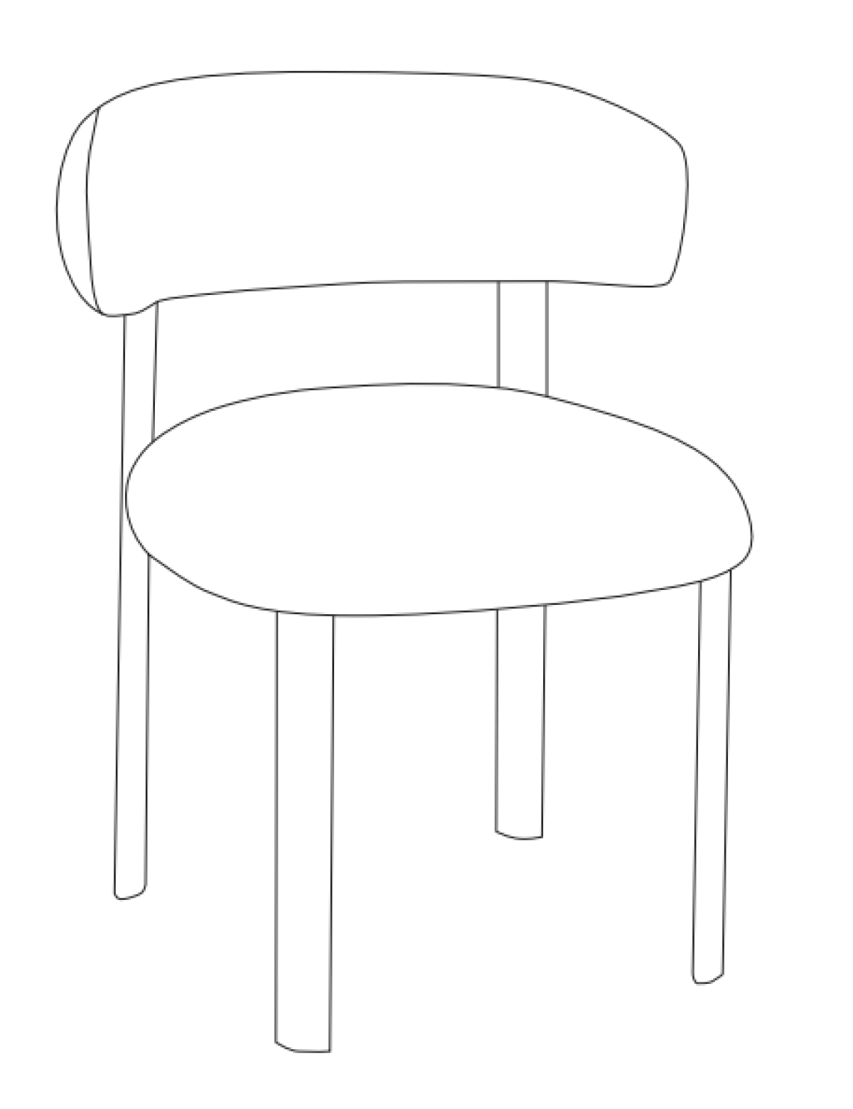 Curved Boucle Dining Chair, Set of 2 – Walnut/Beige