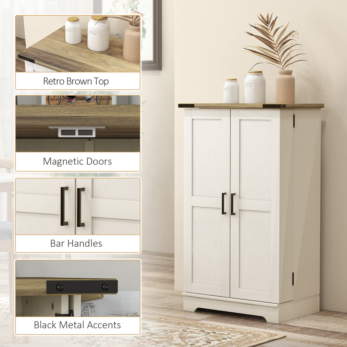 Kitchen Pantry Cabinet with Doors and Adjustable Shelves – 24"W x 39"H