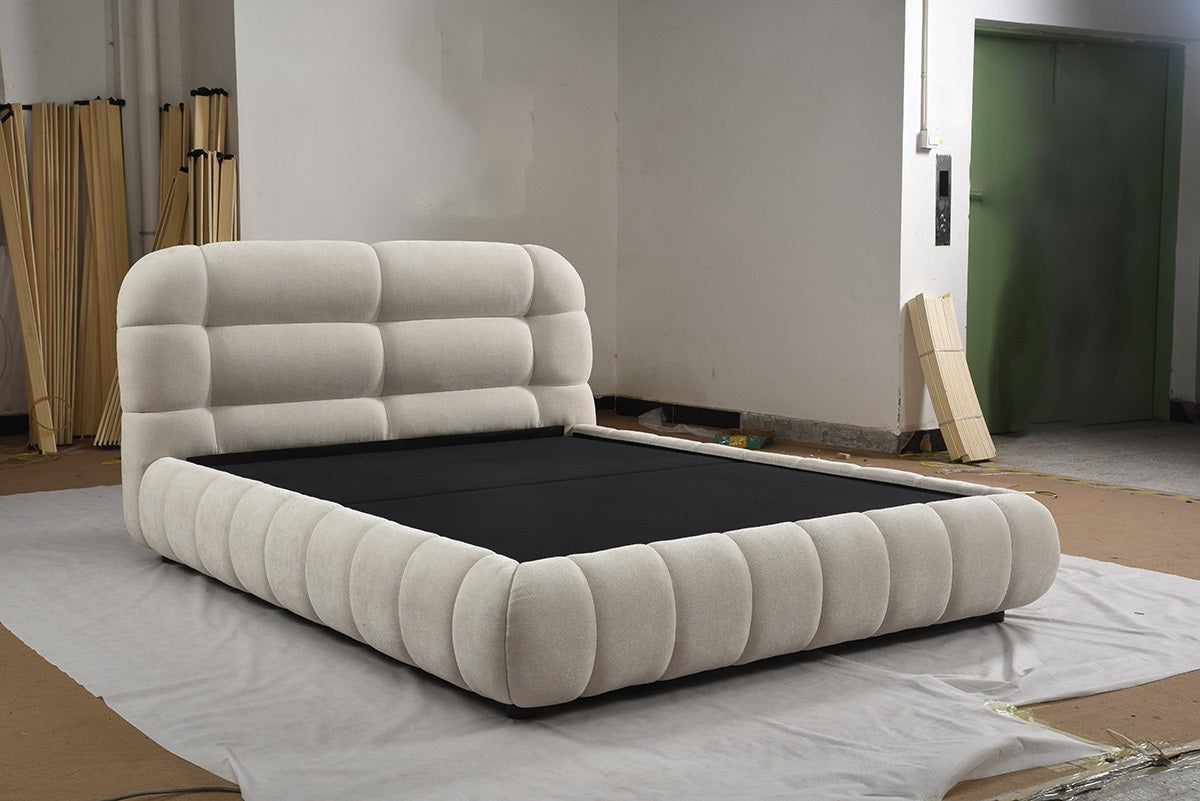 KING LIFT BED FRAME - BEIGE