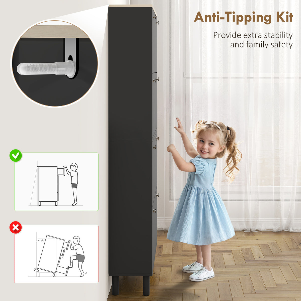 Narrow Shoe Cabinet with 4 Flip Drawers – 31"W x 62"H