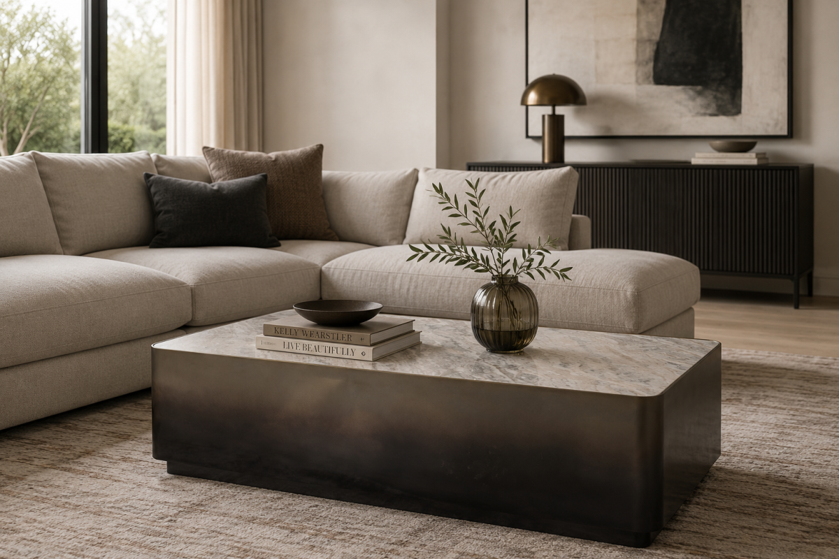 Industrial Marble Coffee Table – Gold