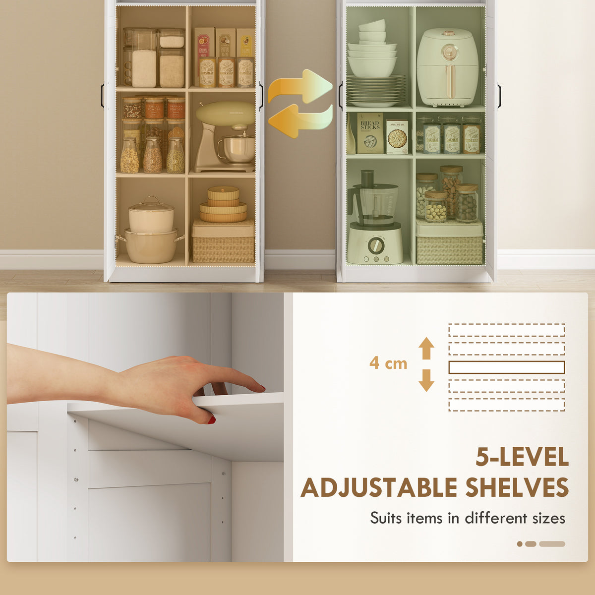 Kitchen Pantry Storage Cabinet with Soft-Close Hinges – 30"W x 71"H